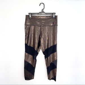 PINK Victoria’s Secret Ultimate Gold Black Mesh Shimmer Leggings Size L